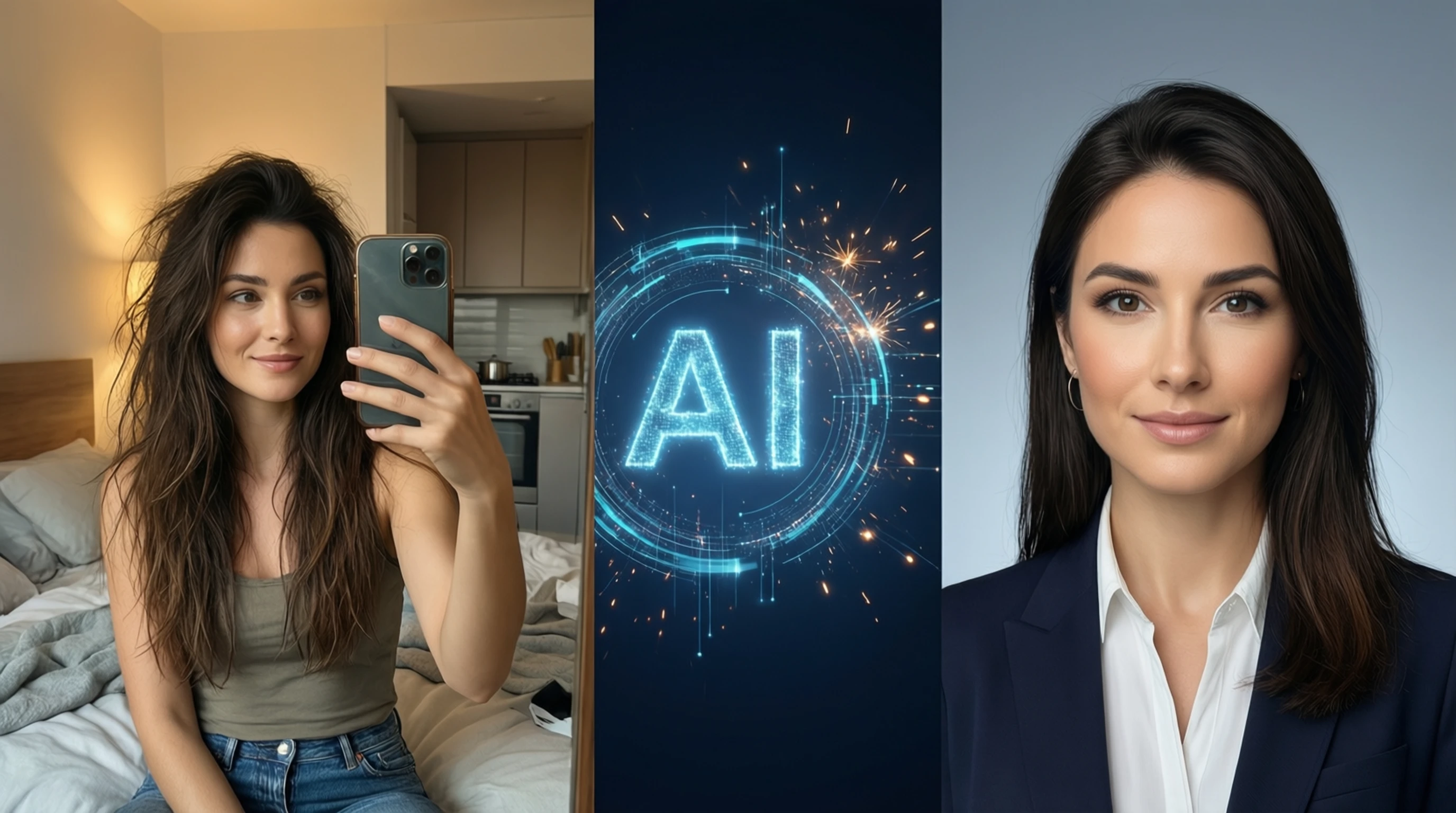 Professional headshot created from a selfie using AI background removal